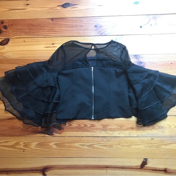 Infin8ti Black Flutter Sleeve Formal Top, NWT, L - Picture 12 of 14